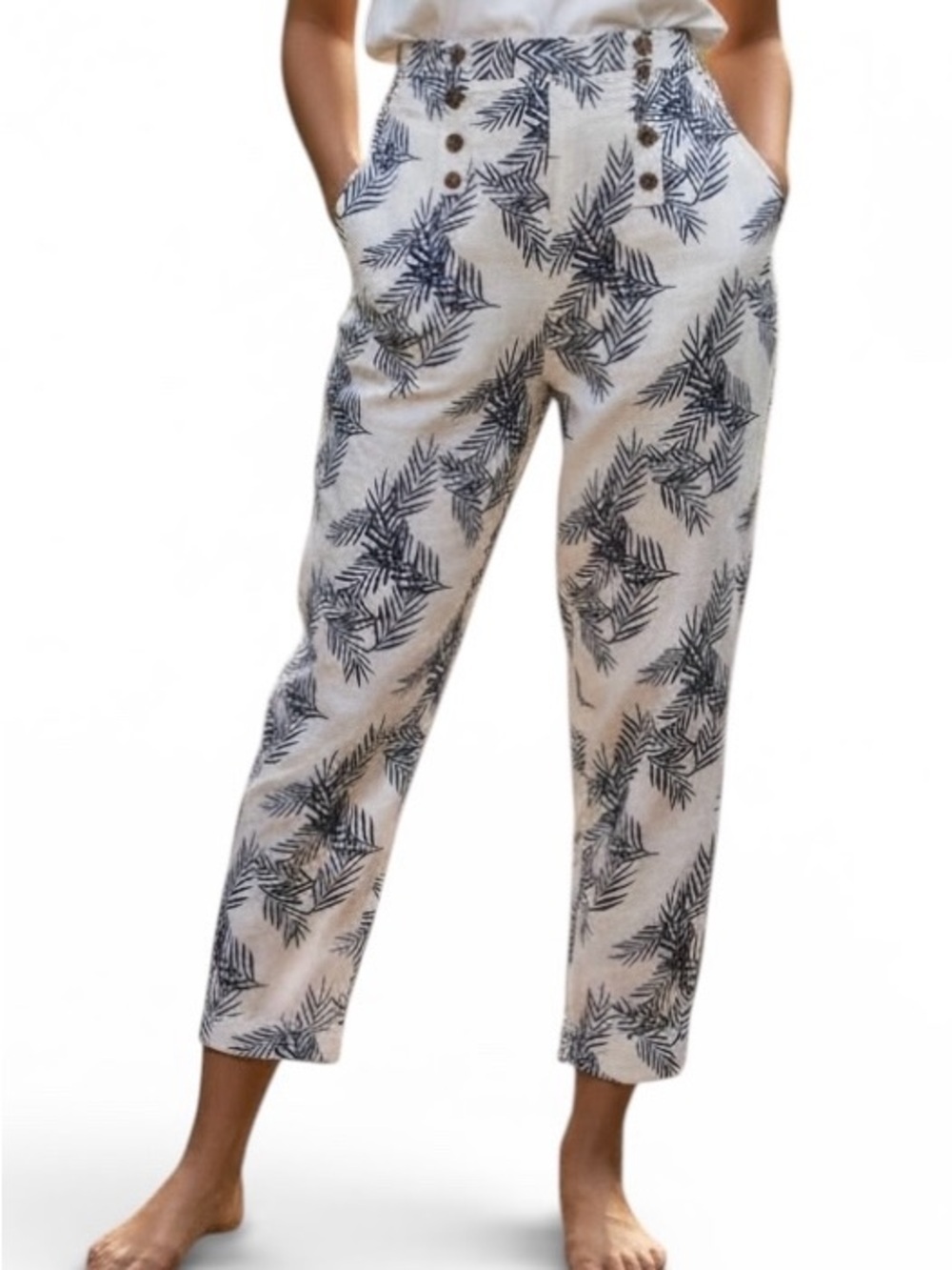 NWT Heroes & Dreamers Tropical Linen-Blend Sailor Pants - Size M